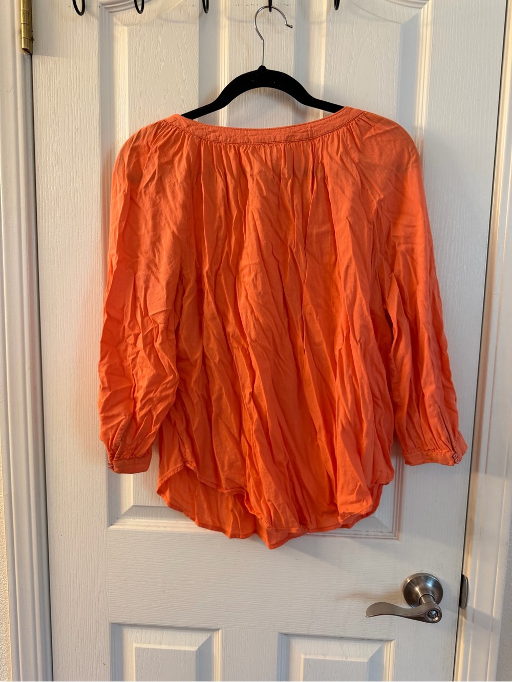 St. John's Bay Bright Orange V-Neck Peasant Blouse - Picture 2 of 4